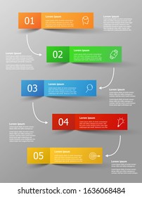 Vector infographic template with 5 color icons and place for your text