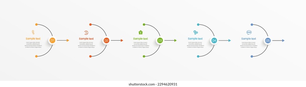 Vector infographic template with 5 options or steps. Can be used for workflow layout, diagram, annual report, web design
