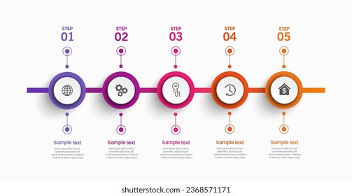 Vector infographic template with 5 options or steps. Can be used for workflow layout, diagram, annual report, web design