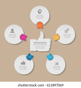 Vector infographic template, 5 options.