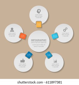 Vector infographic template, 5 options.