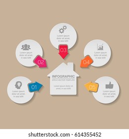 Vector infographic template, 5 options.