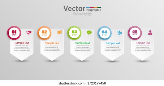 Vector infographic template with 5 steps, options, workflow, process chart