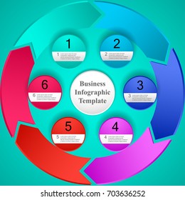 Vector infographic template with 6 options for presentation, chart, business concept. Vector illustration EPS10