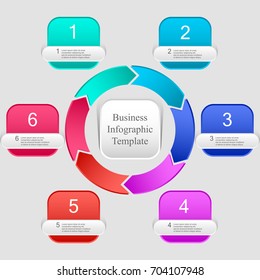 Vector infographic template with 6 options for presentation, chart, business concept. Vector illustration EPS10