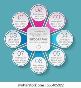 Vector infographic template, 8 options.