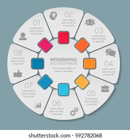 Vector infographic template, 8 options.