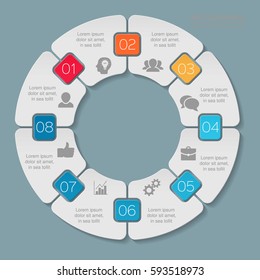 Vector infographic template, 8 options.