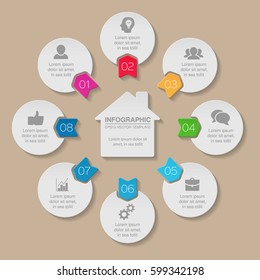 Vector infographic template, 8 options.