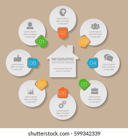 Vector infographic template, 8 options.