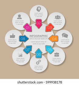 Vector infographic template, 8 options.