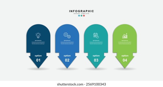 Vector infographic template arrow design template with icon. Business concept with 3 options or step.