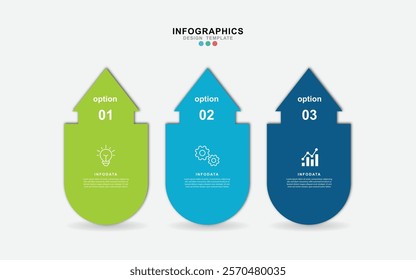  Vector infographic template arrow design with icon. Business concept with 3 options or step.