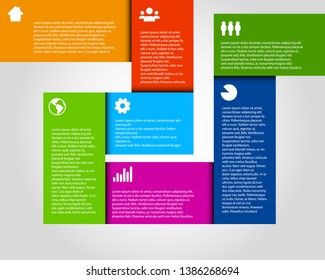 Vector Infographic Template Background with Color Rectangle Boxes and Icons