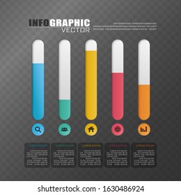 Vector infographic template for business with 5 steps.