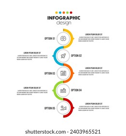 Vector Infographic template for business. 5 step timeline diagram presentation infographic.