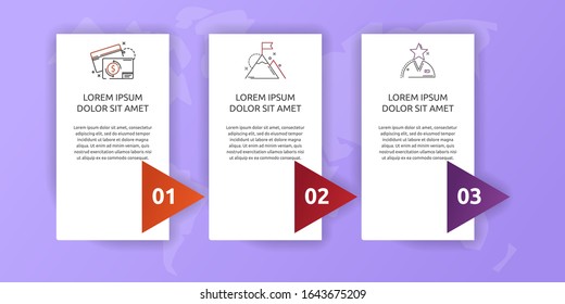 Vector infographic template. Business banner with 3 options and arrows. Three steps for brochure, diagram, timeline, levels, timeline, web design