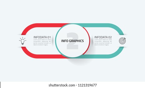 Vector infographic template. Business concept with 2 options and marketing icons.