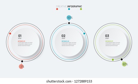 Vector infographic template. Business concept with 3 options, processes. Can be used for workflow diagram, annual report, presentation, web design.