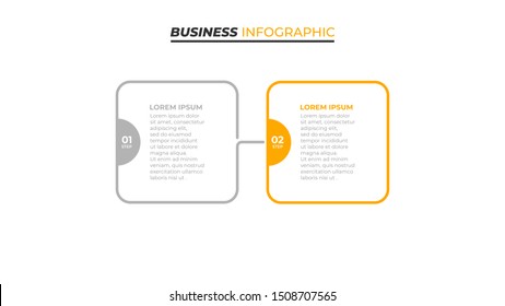 Vector infographic template. Business concept with 2 steps, options, processes and square text box creative design. Vector illustration.