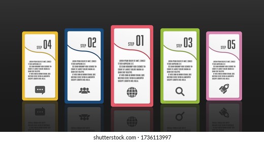 Vector infographic Template Business Konzept 5 Schritt zur Präsentation.