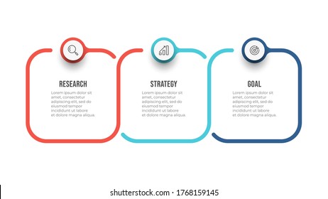Vector infographic template. Business concept with icon and 3 options or steps. Can be used for workflow diagram, annual report, flow chart.