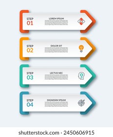Vector infographic template. Business concept with 4 arrows. Vector design elements for infographics. Can be used for workflow layout, diagram, chart, graph, web design.