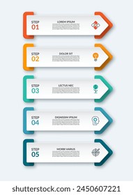 Vector infographic template. Business concept with 5 arrows. Vector design elements for infographics. Can be used for workflow layout, diagram, chart, graph, web design.