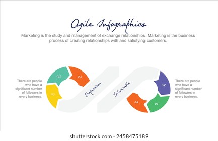 Vector infographic template. Business concept with 2 options and marketing icons.