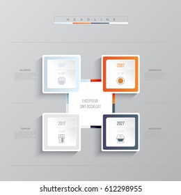 Vector infographic template. Business concept with 4 options. For content, diagram, flowchart, steps, parts, timeline infographics, workflow layout, chart.