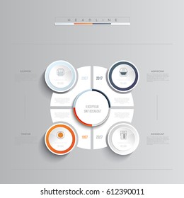 Vector infographic template. Business concept with 4 options. For content, diagram, flowchart, steps, parts, timeline infographics, workflow layout, chart.