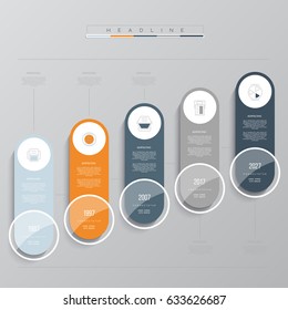 Vector infographic template. Business concept with 5 options. For content, diagram, flowchart, steps, parts, timeline infographics, workflow layout, chart.