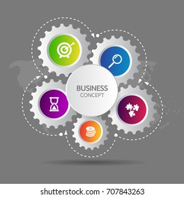 Vector infographic template business concept with options. Label circles for content, flowchart, diagram, steps, chart, workflow layout illustration,