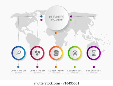 Vector infographic template business concept with options. Label circles for content, flowchart, diagram, steps, chart, workflow layout illustration,
