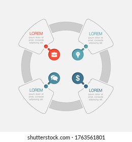 Vector infographic template for business data visualization, process presentation. Abstract graph, diagram with 4 steps, options, parts.