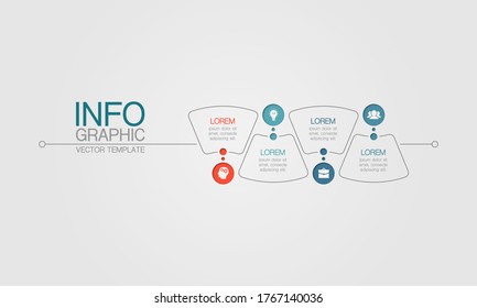 Vector infographic template for business data visualization, process presentation. Abstract graph, diagram with 4 steps, options, parts.