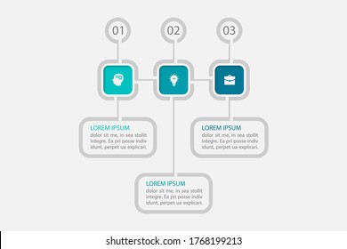 Vector infographic template for business data visualization, process presentation. Abstract graph, diagram with 3 steps, options, parts.