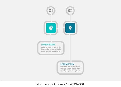 Vector infographic template for business data visualization, process presentation. Abstract graph, diagram with 2 steps, options, parts.