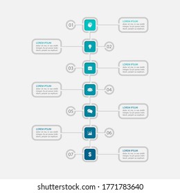Vector infographic template for business data visualization, process presentation. Abstract graph, diagram with 4 steps, options, parts.