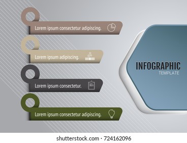 Vector infographic template and business icons  with 4 options, steps or process, that in business concept can be used for work flow layout, business step options, web design, presentation or report.