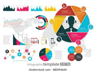 Vector Infographic template Business Idea, Concept, Communication a worldwide icon.
The graph shows, and colorful.