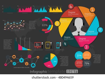 Vector Infographic template Business Idea, Concept, Communication a worldwide icon.
The graph shows, and colorful.