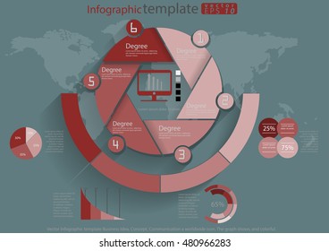 Vector Infographic template Business Idea, Concept, Communication a worldwide icon. The graph shows