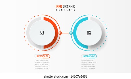 Vector infographic template. Business process with 2 steps, options, circles. Can be used for workflow diagram, annual report, presentation, web.