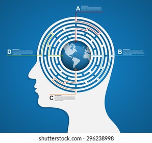 Vector infographic template business silhouette head.