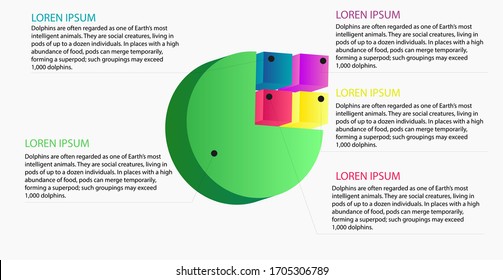 Vector infographic template for chart, graph, presentation, chart, business concept with 5 options, percentage ratio.