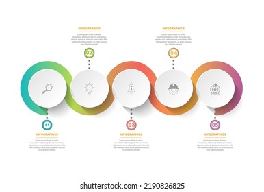 vector infographic template with circle design with thin line processes,business concept with 5 option or step.