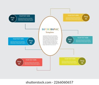 Plantilla de infografía vectorial con diseño de círculo.Concepto de negocio con 6 opciones, pasos, piezas.
