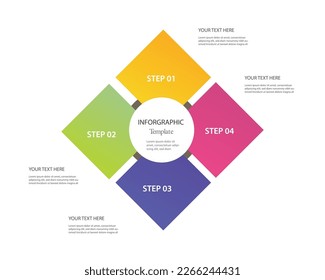 Plantilla de infografía vectorial con diseño circular y cuadrado.