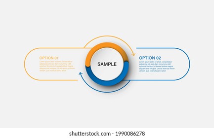 Vector infographic template with circle and thin line label with number element. Business concept with 2 options.